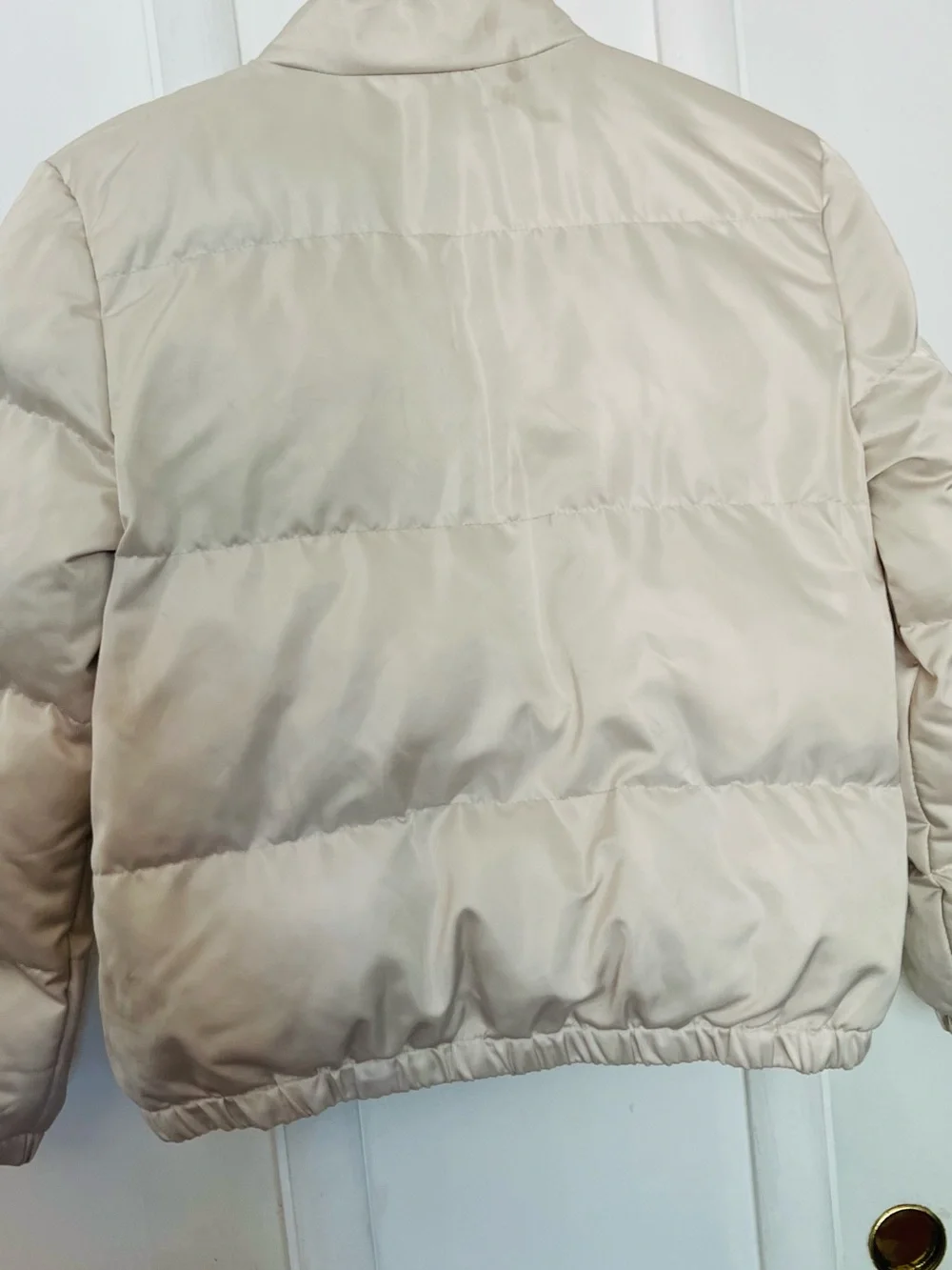 Ivory Puffer Jacket - Neutral Cream Winter girls Coat size 10-12 L